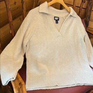 Lands' End Women's Cream Sweater - Small